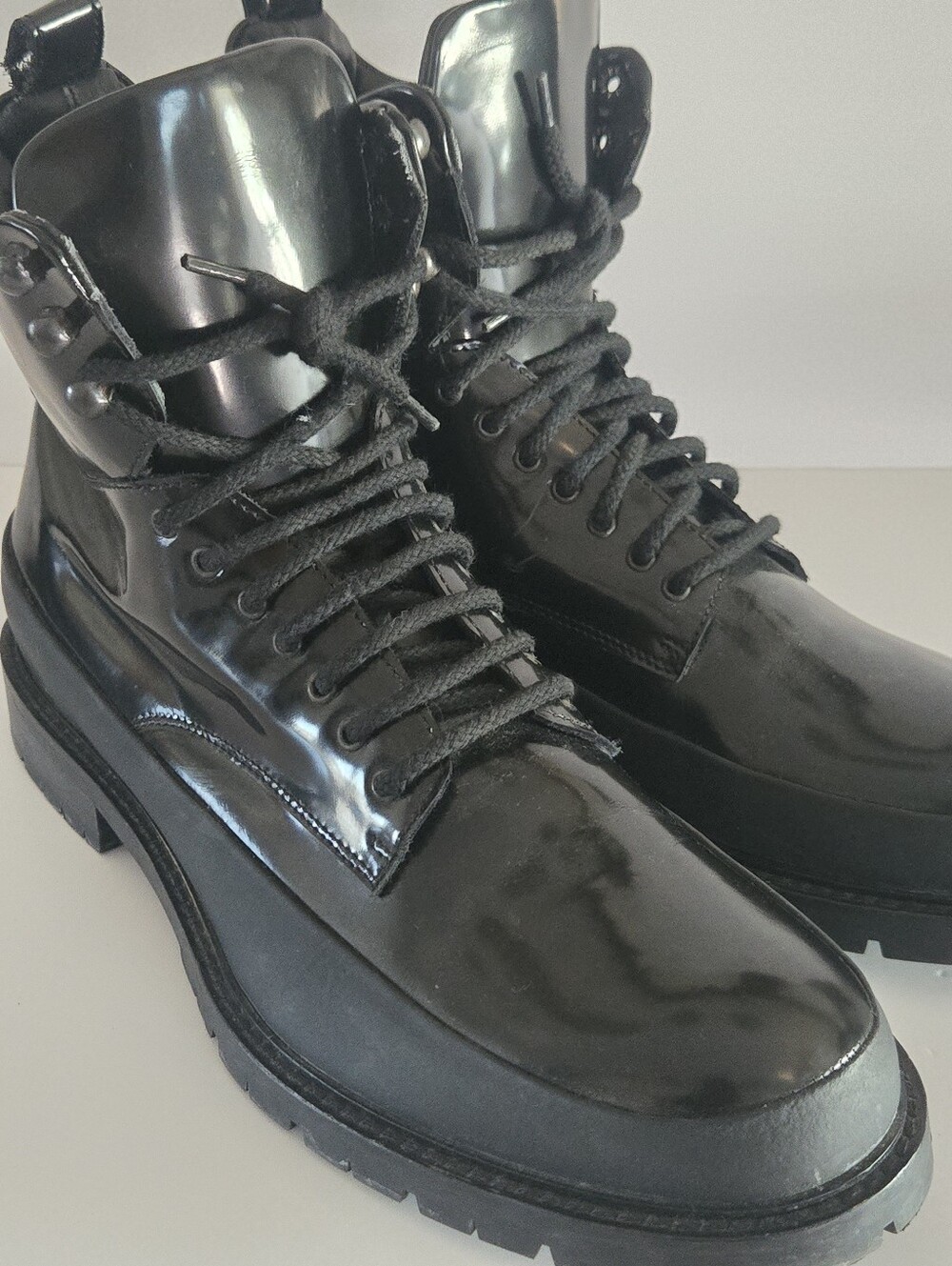 J Lindeberg Alfa Tech Ankle BootMen's Black Patent Lace-Up